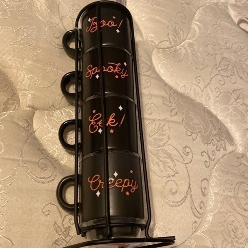 Halloween stacking cups with countertop rack